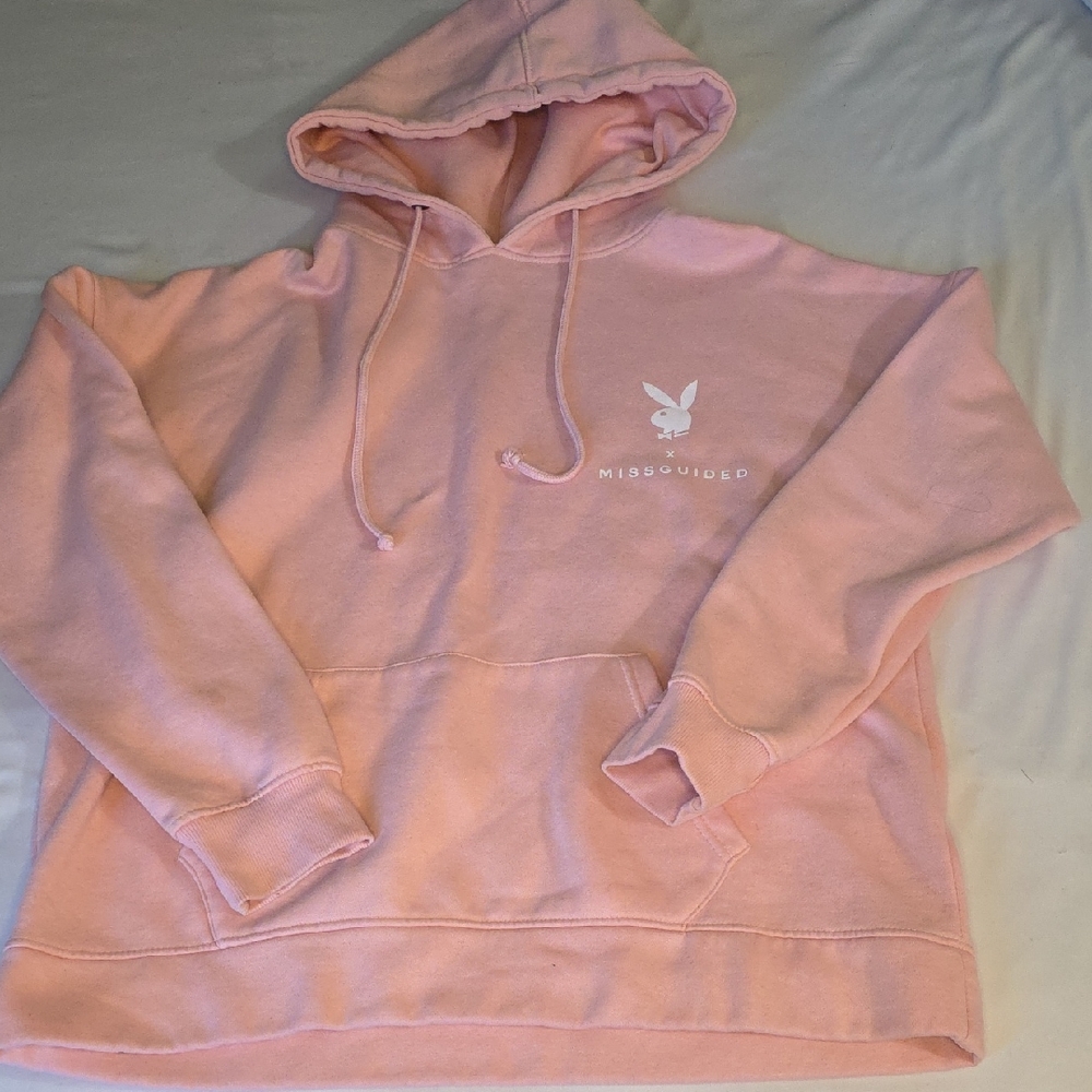 Missguided Blush Pink Hoodie with  Play Boy Bunny Logo